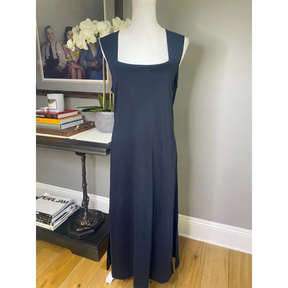 Vince Black Sleeveless Square Neck Wrap Mini Dress Women's Size Large L - Picture 5 of 11